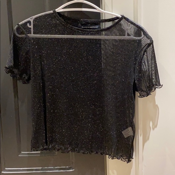 Brandy Melville Shimmery / Glittery See Thru Shirt - Picture 2 of 5